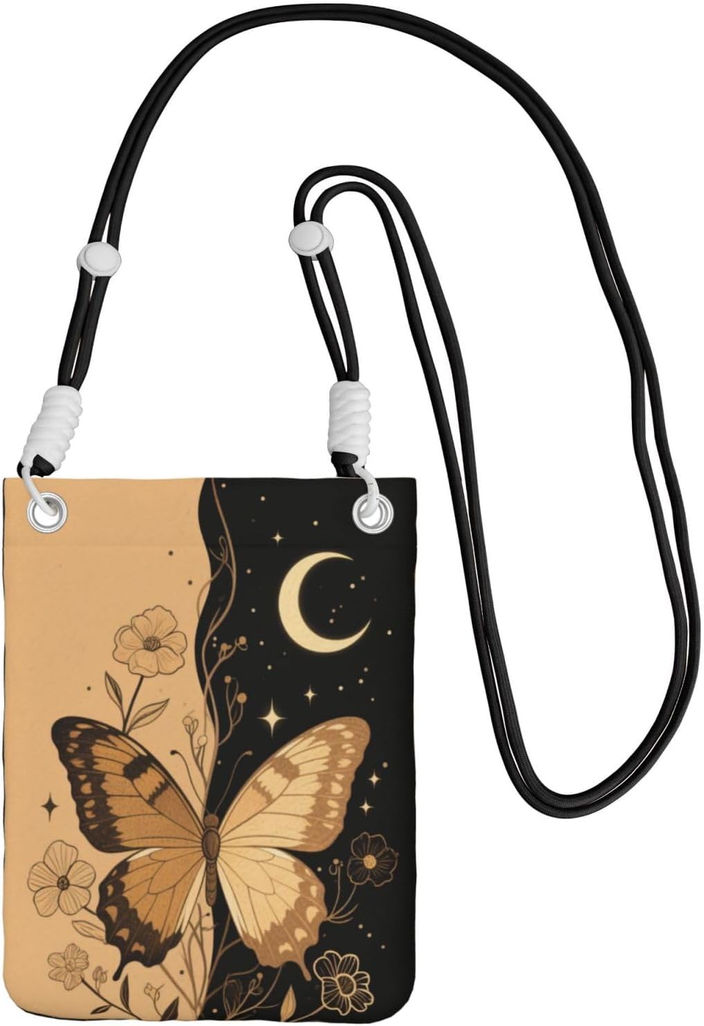 Women's Crossbody Phone Bag, Black Shoulder Strap, Adjustable Shoulder Strap, Vintage Sea Turtle Pattern
