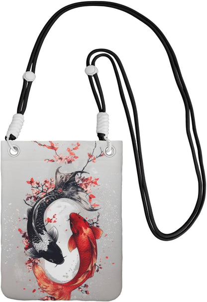 Women's Crossbody Phone Bag, Black Shoulder Strap, Adjustable Shoulder Strap, Vintage Sea Turtle Pattern