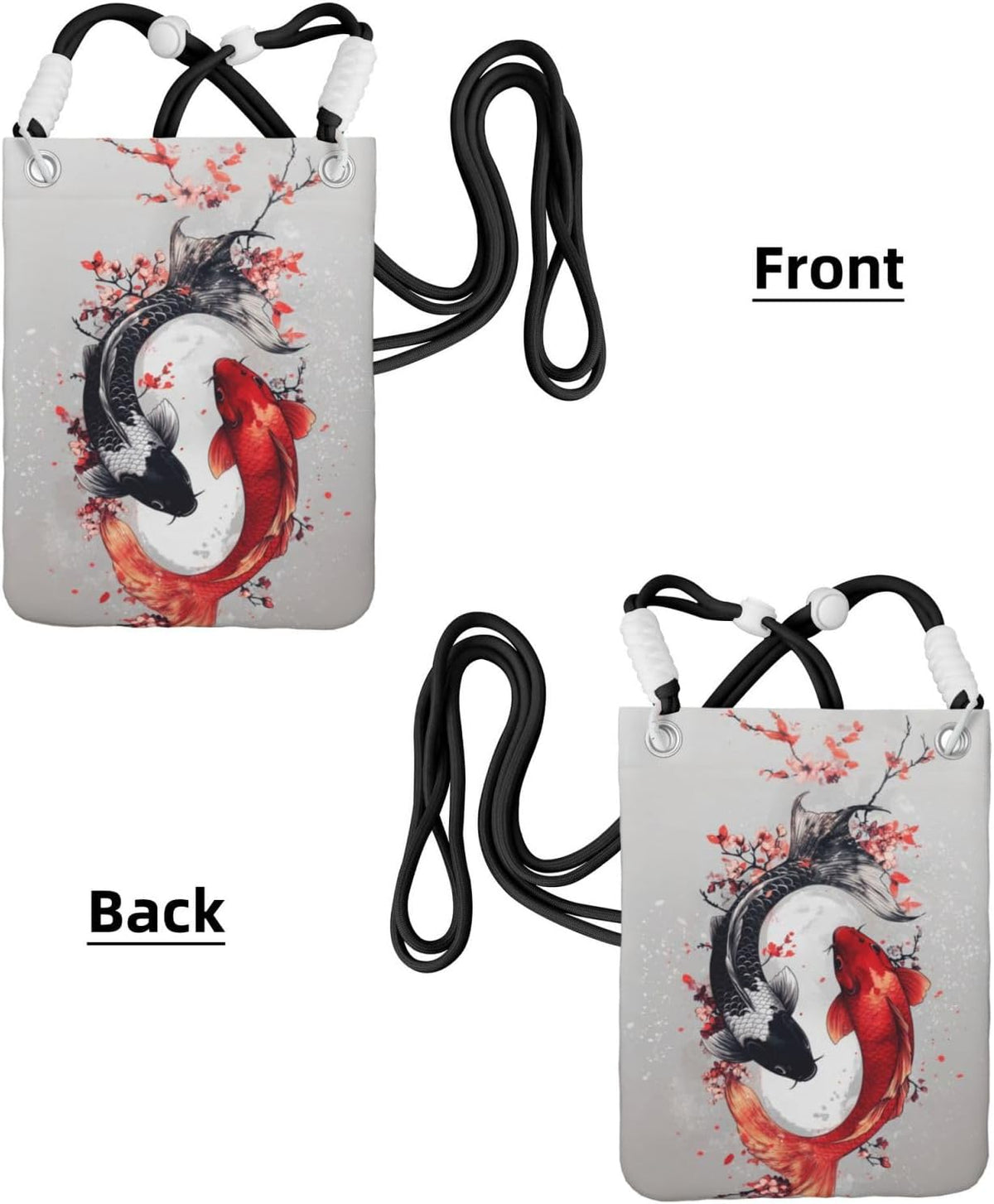Women's Crossbody Phone Bag, Black Shoulder Strap, Adjustable Shoulder Strap, Vintage Sea Turtle Pattern