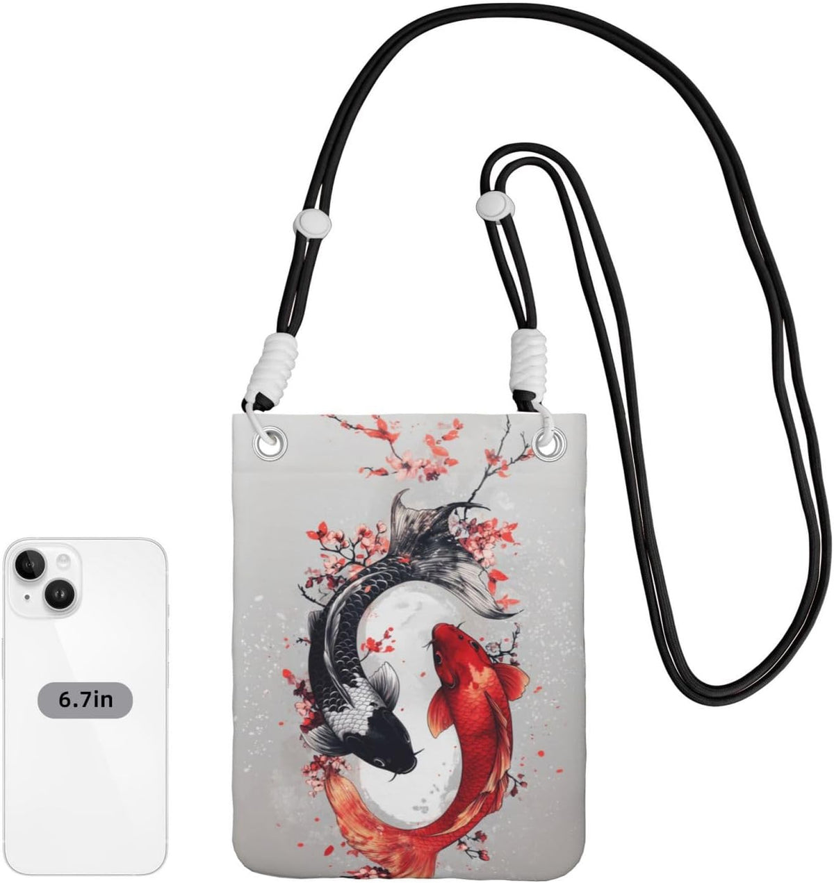 Women's Crossbody Phone Bag, Black Shoulder Strap, Adjustable Shoulder Strap, Vintage Sea Turtle Pattern