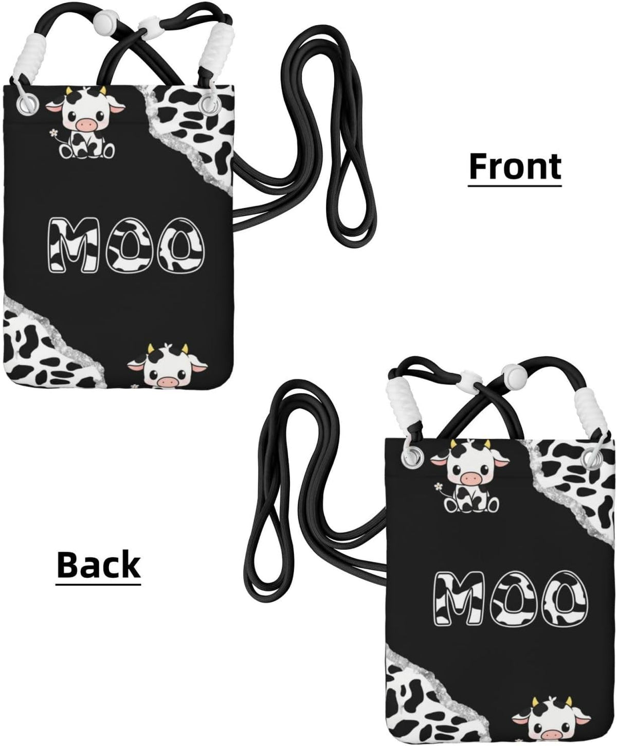 Women's Crossbody Phone Bag, Black Shoulder Strap, Adjustable Shoulder Strap, Vintage Sea Turtle Pattern