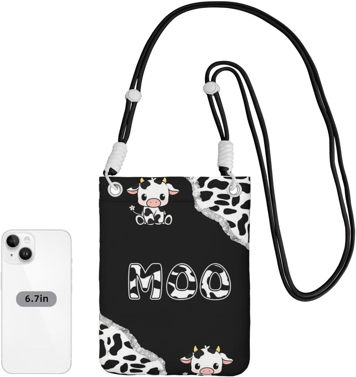 Women's Crossbody Phone Bag, Black Shoulder Strap, Adjustable Shoulder Strap, Vintage Sea Turtle Pattern