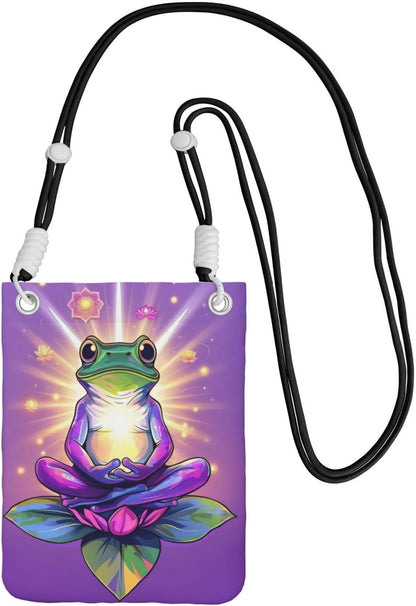 Women's Crossbody Phone Bag, Black Shoulder Strap, Adjustable Shoulder Strap, Vintage Sea Turtle Pattern
