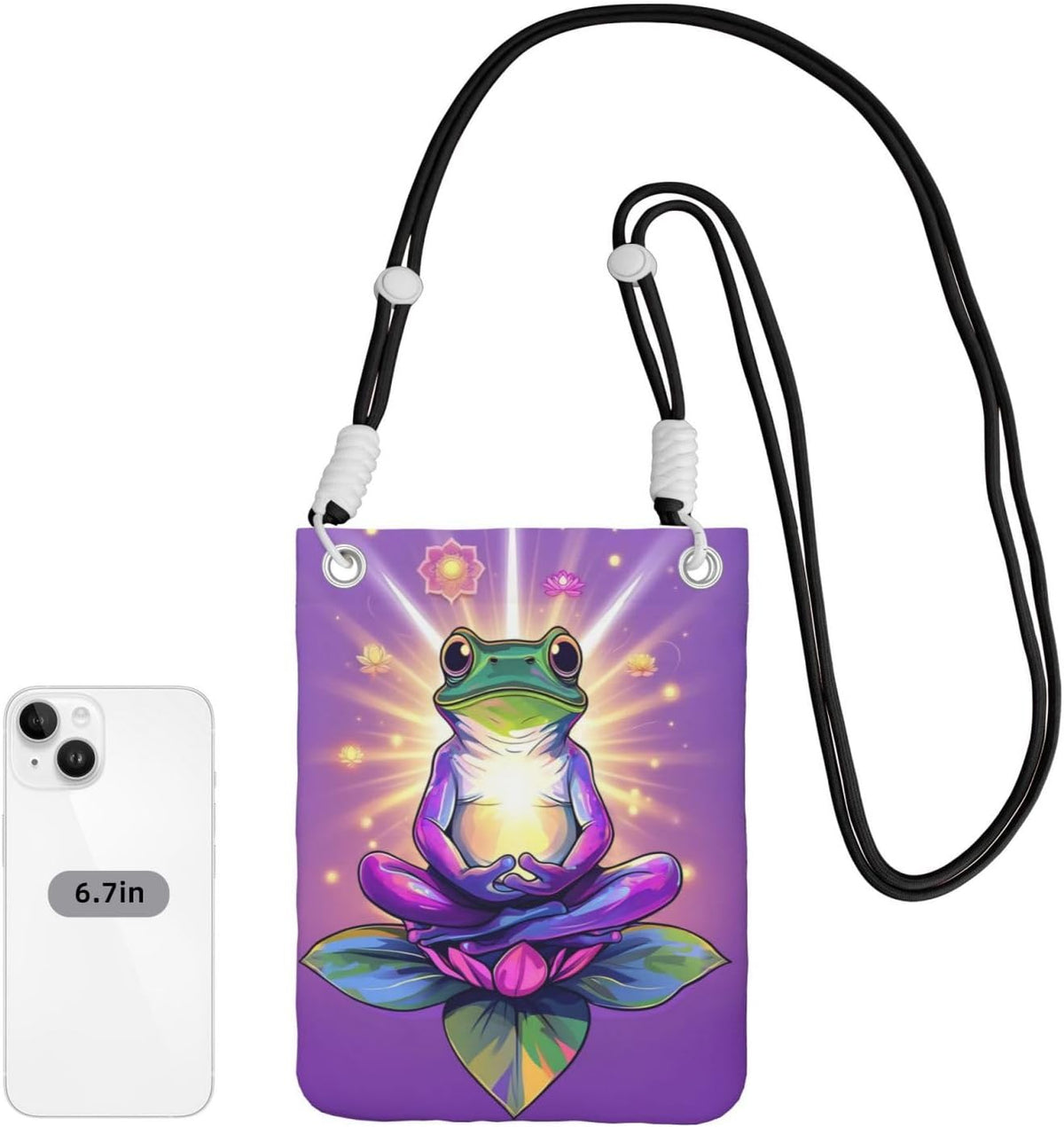 Women's Crossbody Phone Bag, Black Shoulder Strap, Adjustable Shoulder Strap, Vintage Sea Turtle Pattern
