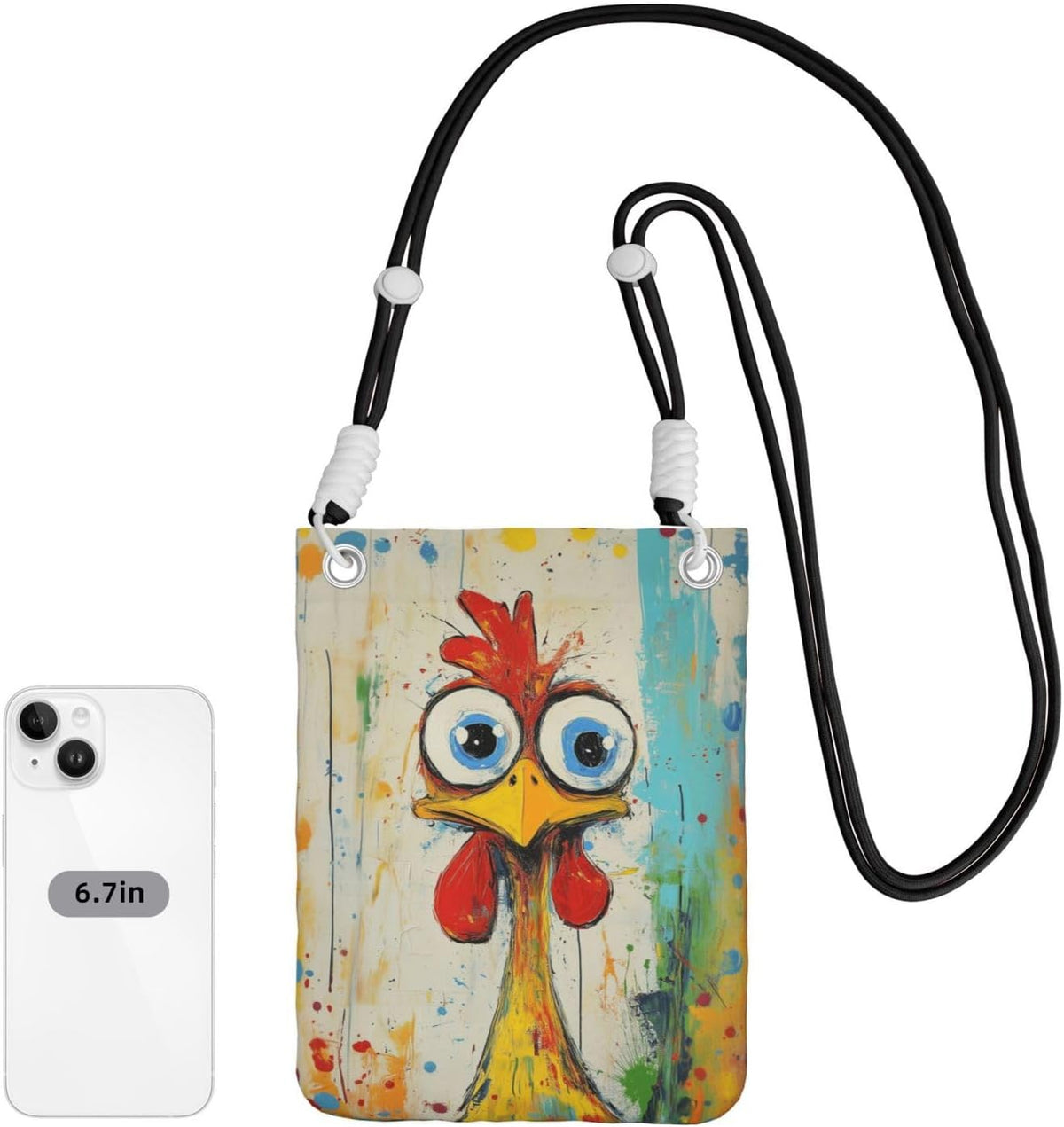 Women's Crossbody Phone Bag, Black Shoulder Strap, Adjustable Shoulder Strap, Vintage Sea Turtle Pattern