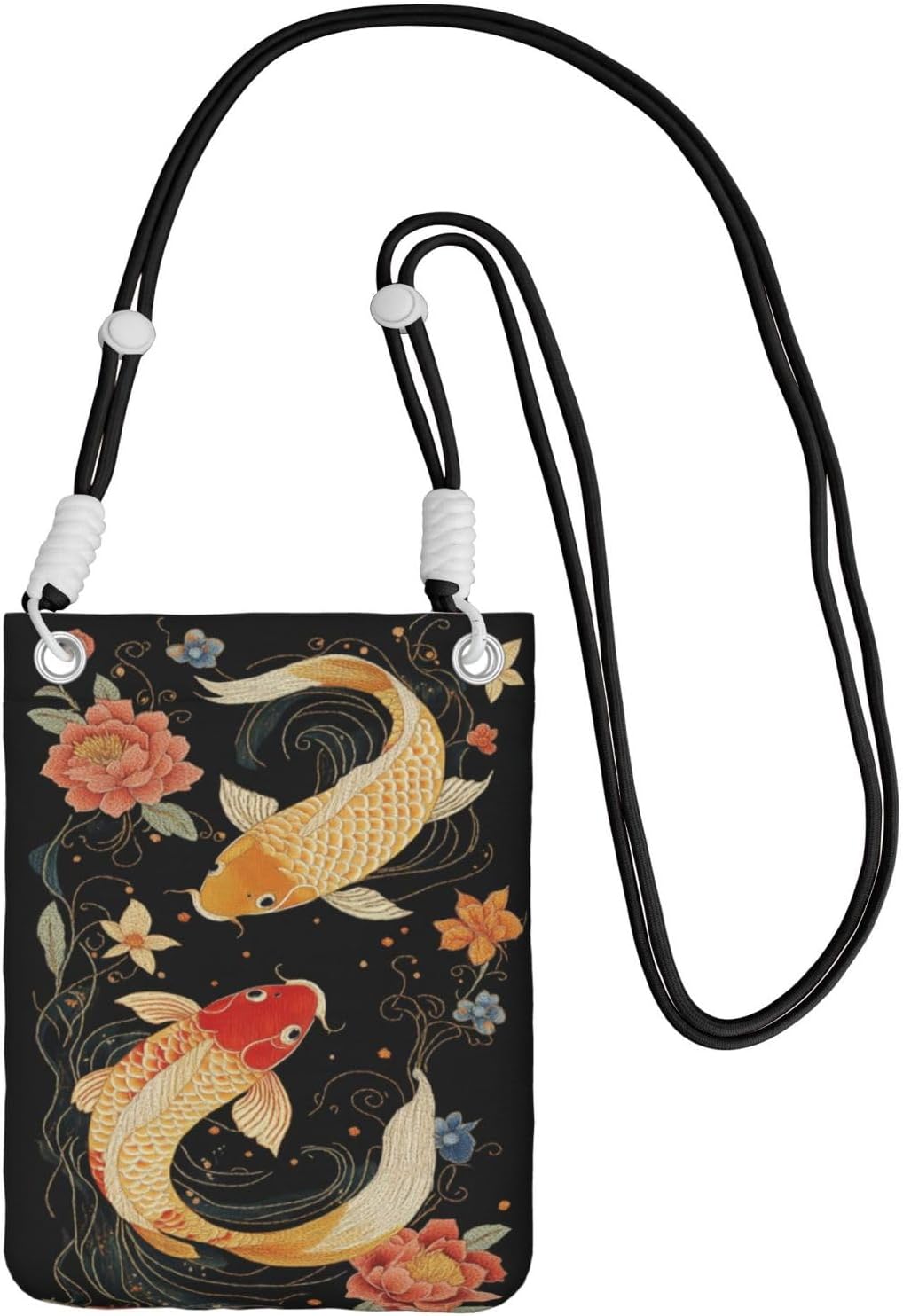 Women's Crossbody Phone Bag, Black Shoulder Strap, Adjustable Shoulder Strap, Vintage Sea Turtle Pattern