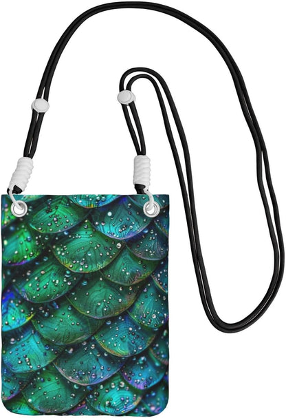 Women's Crossbody Phone Bag, Black Shoulder Strap, Adjustable Shoulder Strap, Vintage Sea Turtle Pattern