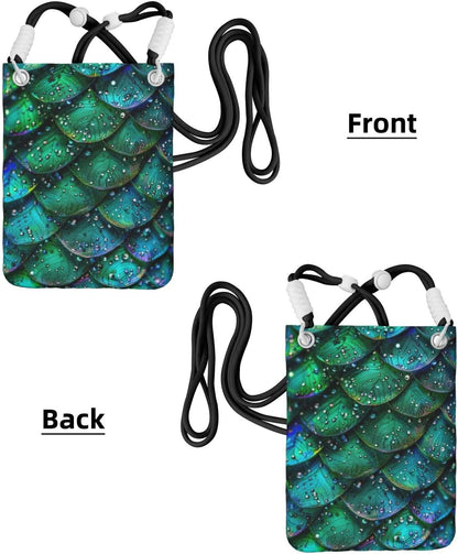 Women's Crossbody Phone Bag, Black Shoulder Strap, Adjustable Shoulder Strap, Vintage Sea Turtle Pattern