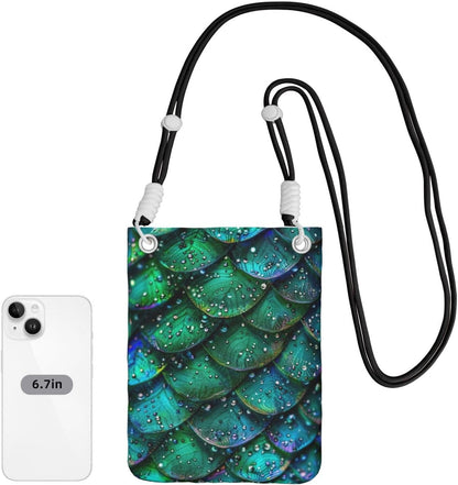 Women's Crossbody Phone Bag, Black Shoulder Strap, Adjustable Shoulder Strap, Vintage Sea Turtle Pattern