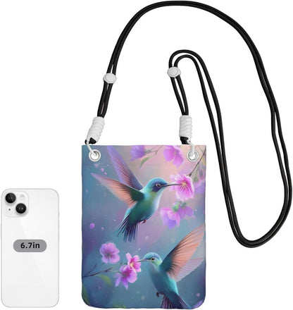 Women's Crossbody Phone Bag, Black Shoulder Strap, Adjustable Shoulder Strap, Vintage Sea Turtle Pattern