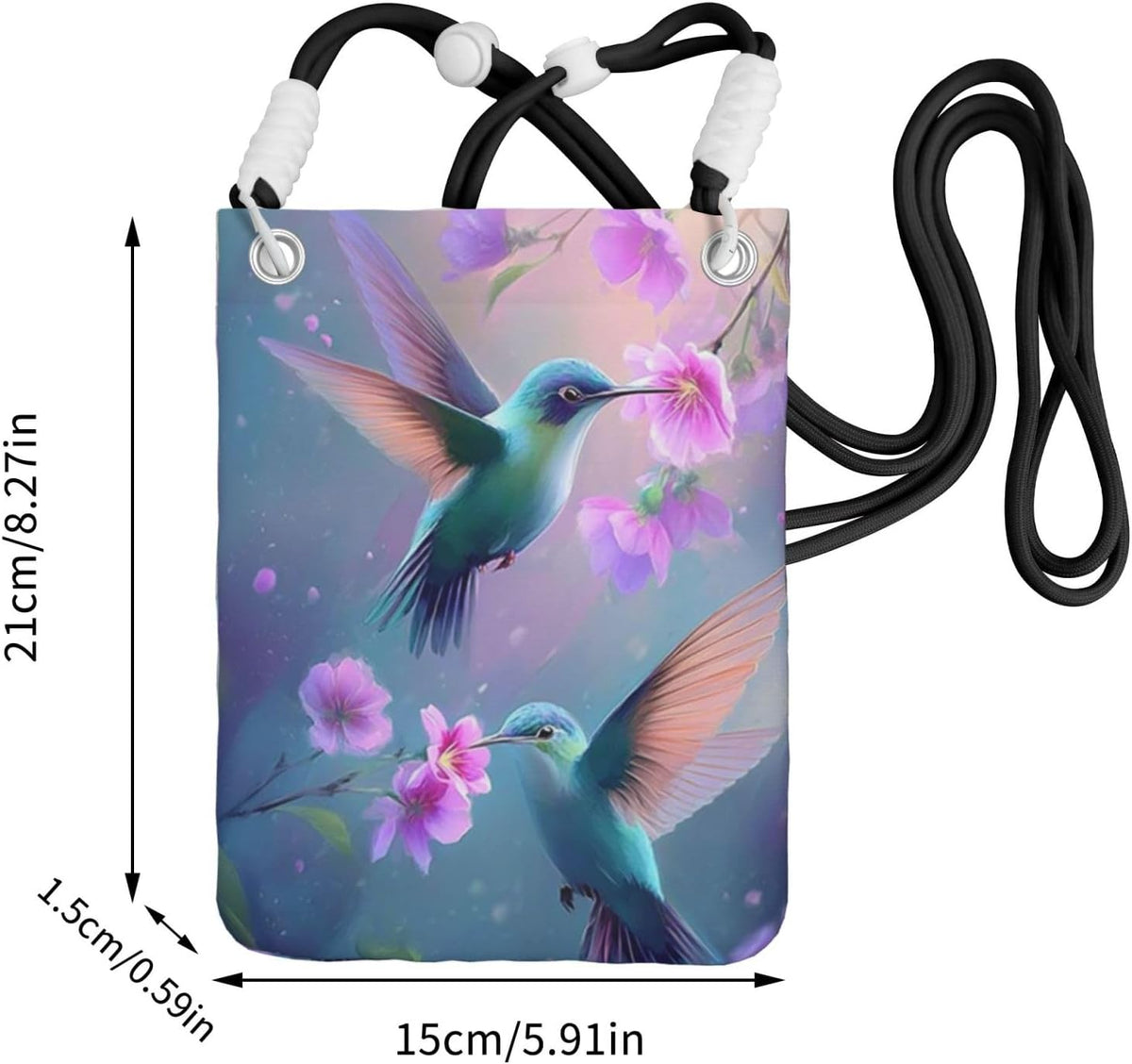 Women's Crossbody Phone Bag, Black Shoulder Strap, Adjustable Shoulder Strap, Vintage Sea Turtle Pattern