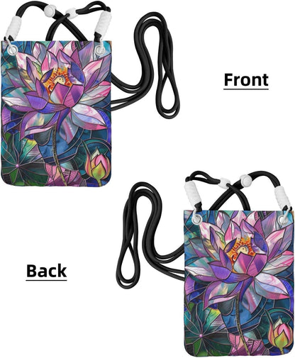 Women's Crossbody Phone Bag, Black Shoulder Strap, Adjustable Shoulder Strap, Vintage Sea Turtle Pattern
