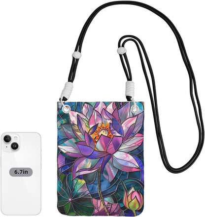 Women's Crossbody Phone Bag, Black Shoulder Strap, Adjustable Shoulder Strap, Vintage Sea Turtle Pattern