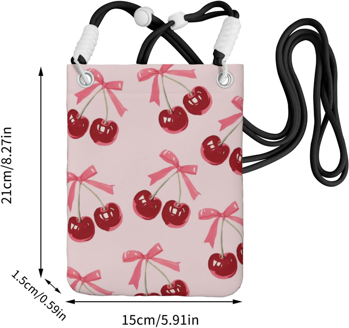 Women's Crossbody Phone Bag, Black Shoulder Strap, Adjustable Shoulder Strap, Vintage Sea Turtle Pattern