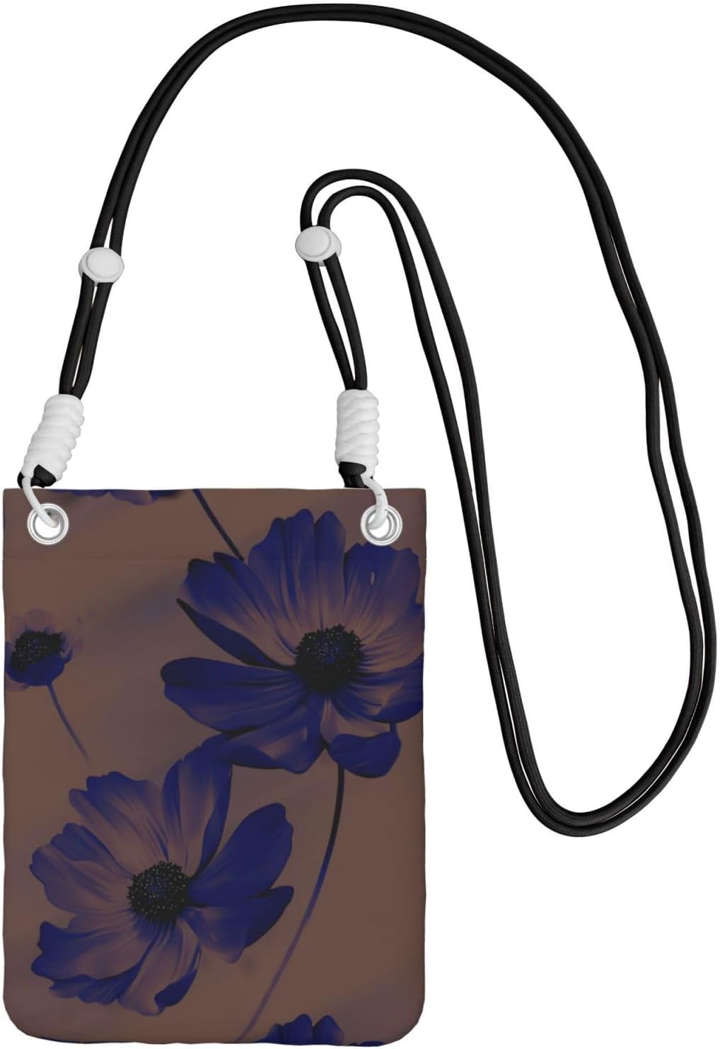 Women's Crossbody Phone Bag, Black Shoulder Strap, Adjustable Shoulder Strap, Vintage Sea Turtle Pattern