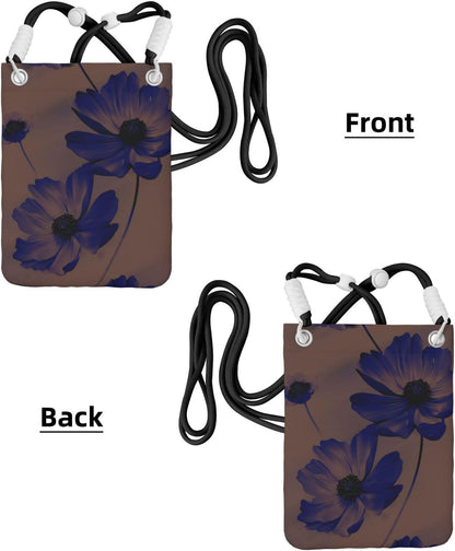 Women's Crossbody Phone Bag, Black Shoulder Strap, Adjustable Shoulder Strap, Vintage Sea Turtle Pattern