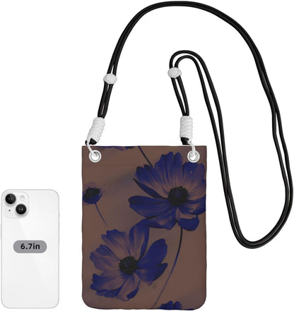 Women's Crossbody Phone Bag, Black Shoulder Strap, Adjustable Shoulder Strap, Vintage Sea Turtle Pattern