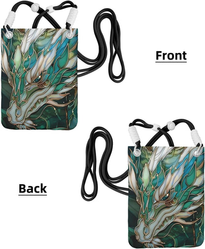 Women's Crossbody Phone Bag, Black Shoulder Strap, Adjustable Shoulder Strap, Vintage Sea Turtle Pattern