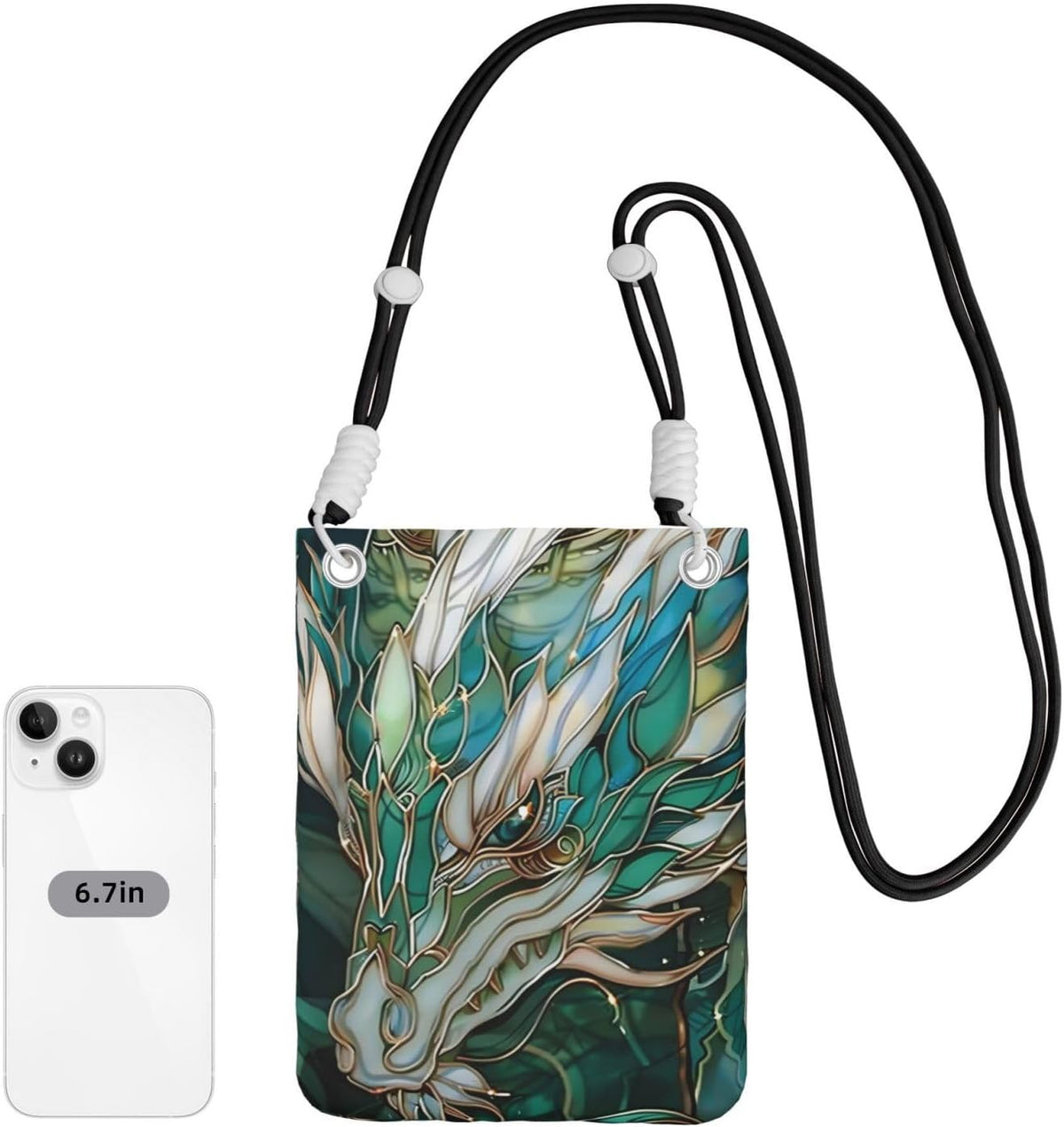 Women's Crossbody Phone Bag, Black Shoulder Strap, Adjustable Shoulder Strap, Vintage Sea Turtle Pattern