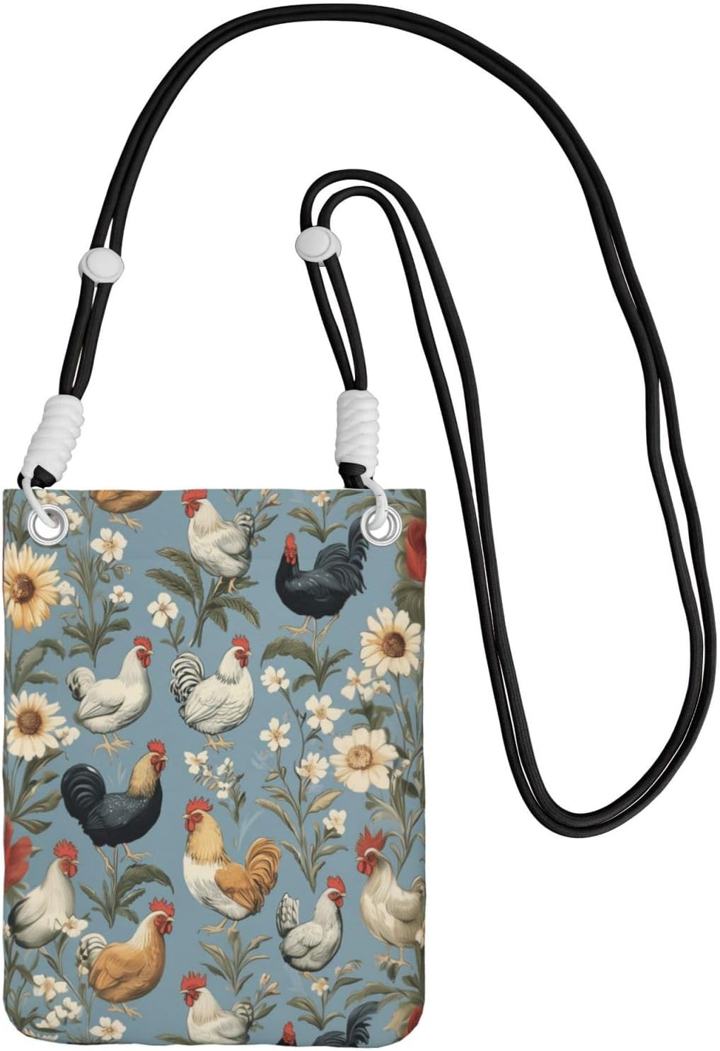 Women's Crossbody Phone Bag, Black Shoulder Strap, Adjustable Shoulder Strap, Vintage Sea Turtle Pattern