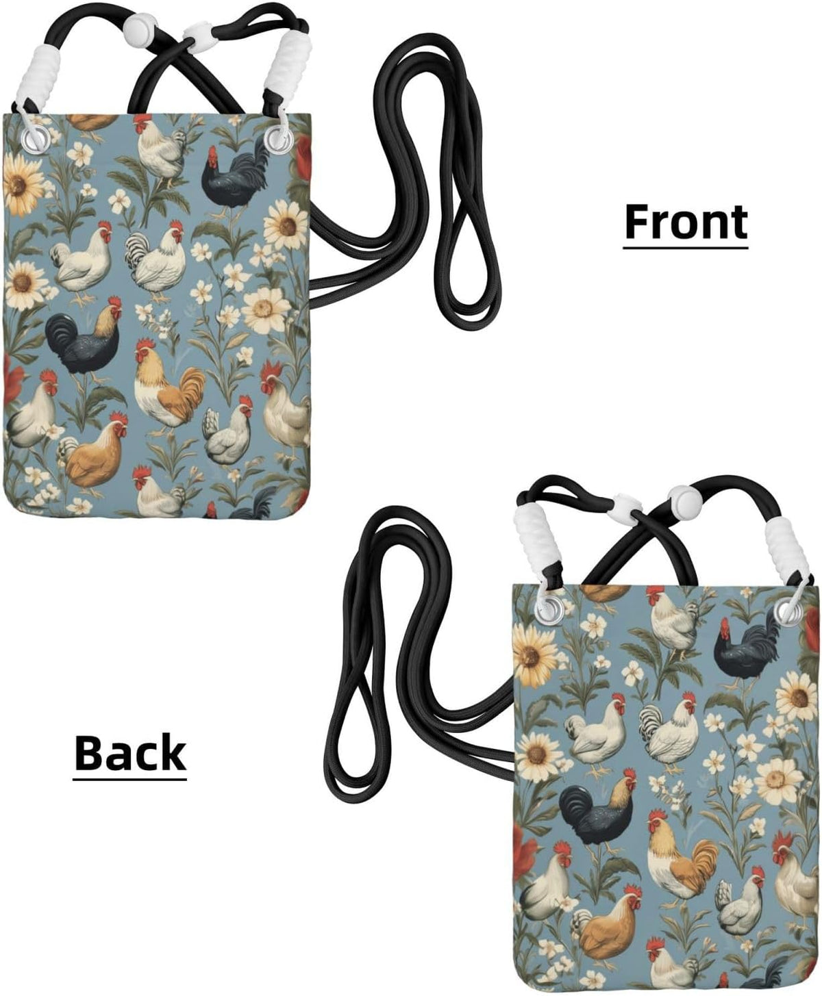 Women's Crossbody Phone Bag, Black Shoulder Strap, Adjustable Shoulder Strap, Vintage Sea Turtle Pattern