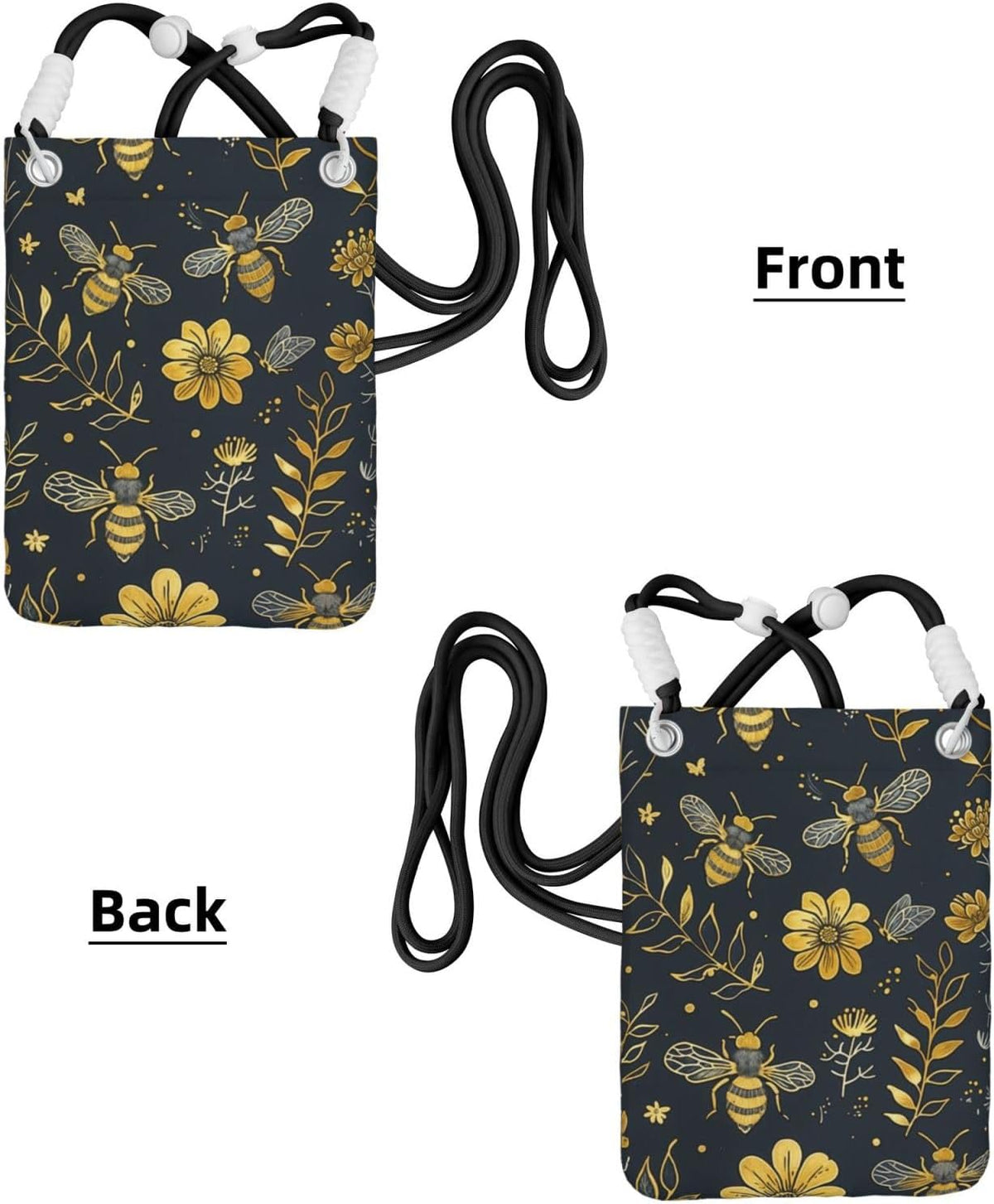 Women's Crossbody Phone Bag, Black Shoulder Strap, Adjustable Shoulder Strap, Vintage Sea Turtle Pattern