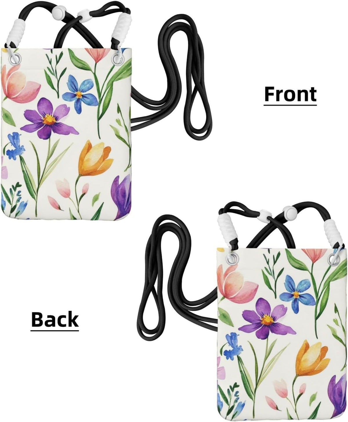 Women's Crossbody Phone Bag, Black Shoulder Strap, Adjustable Shoulder Strap, Vintage Sea Turtle Pattern