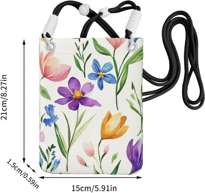 Women's Crossbody Phone Bag, Black Shoulder Strap, Adjustable Shoulder Strap, Vintage Sea Turtle Pattern