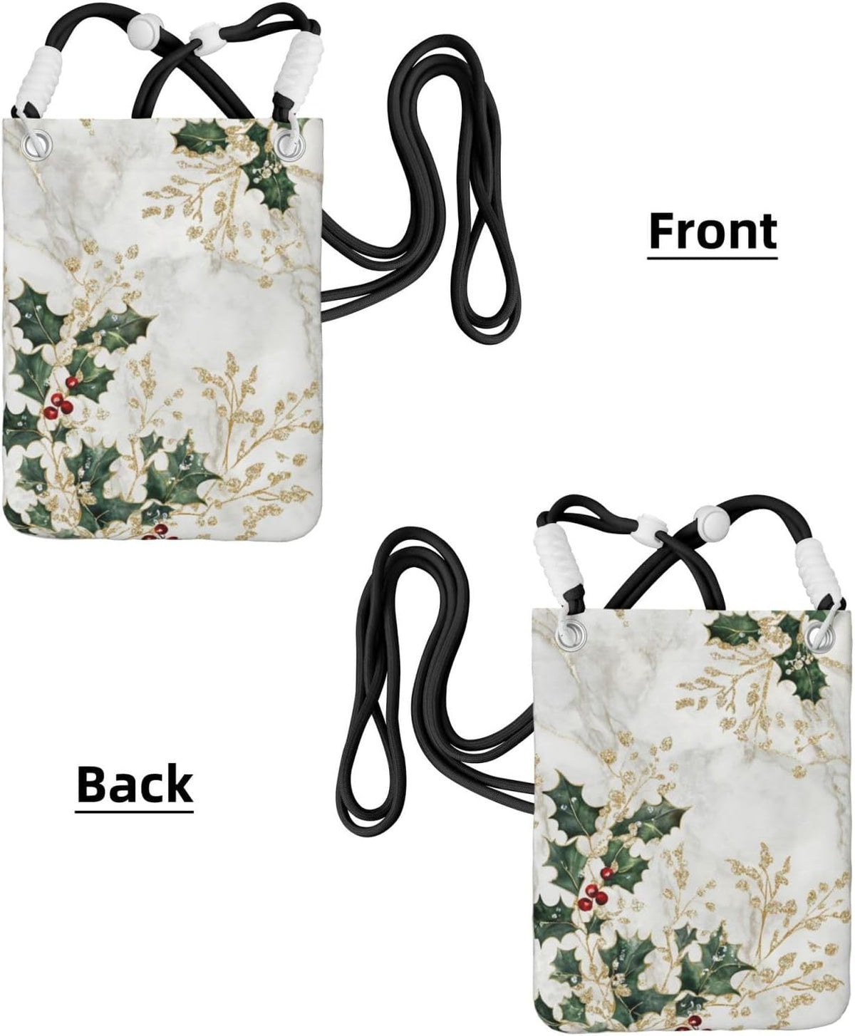 Women's Crossbody Phone Bag, Black Shoulder Strap, Adjustable Shoulder Strap, Vintage Sea Turtle Pattern