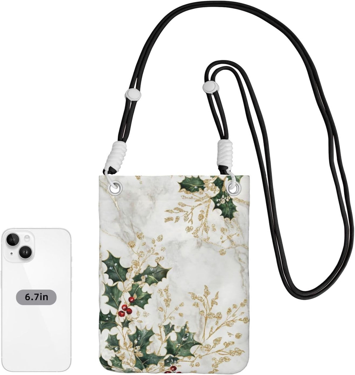 Women's Crossbody Phone Bag, Black Shoulder Strap, Adjustable Shoulder Strap, Vintage Sea Turtle Pattern