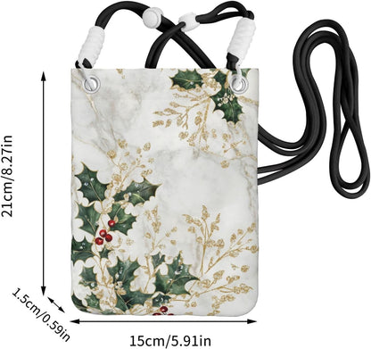Women's Crossbody Phone Bag, Black Shoulder Strap, Adjustable Shoulder Strap, Vintage Sea Turtle Pattern