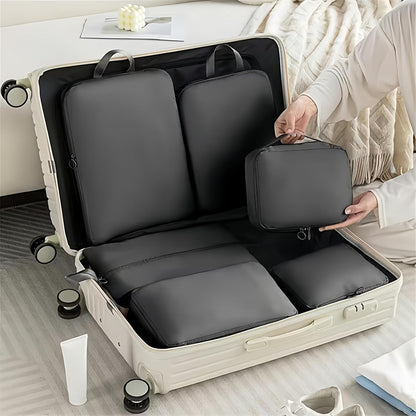6PCS Compression Packing Cubes Set - Durable & Easy-Clean Travel Storage Bags for Luggage, New Year/Valentine’s Gift, Black