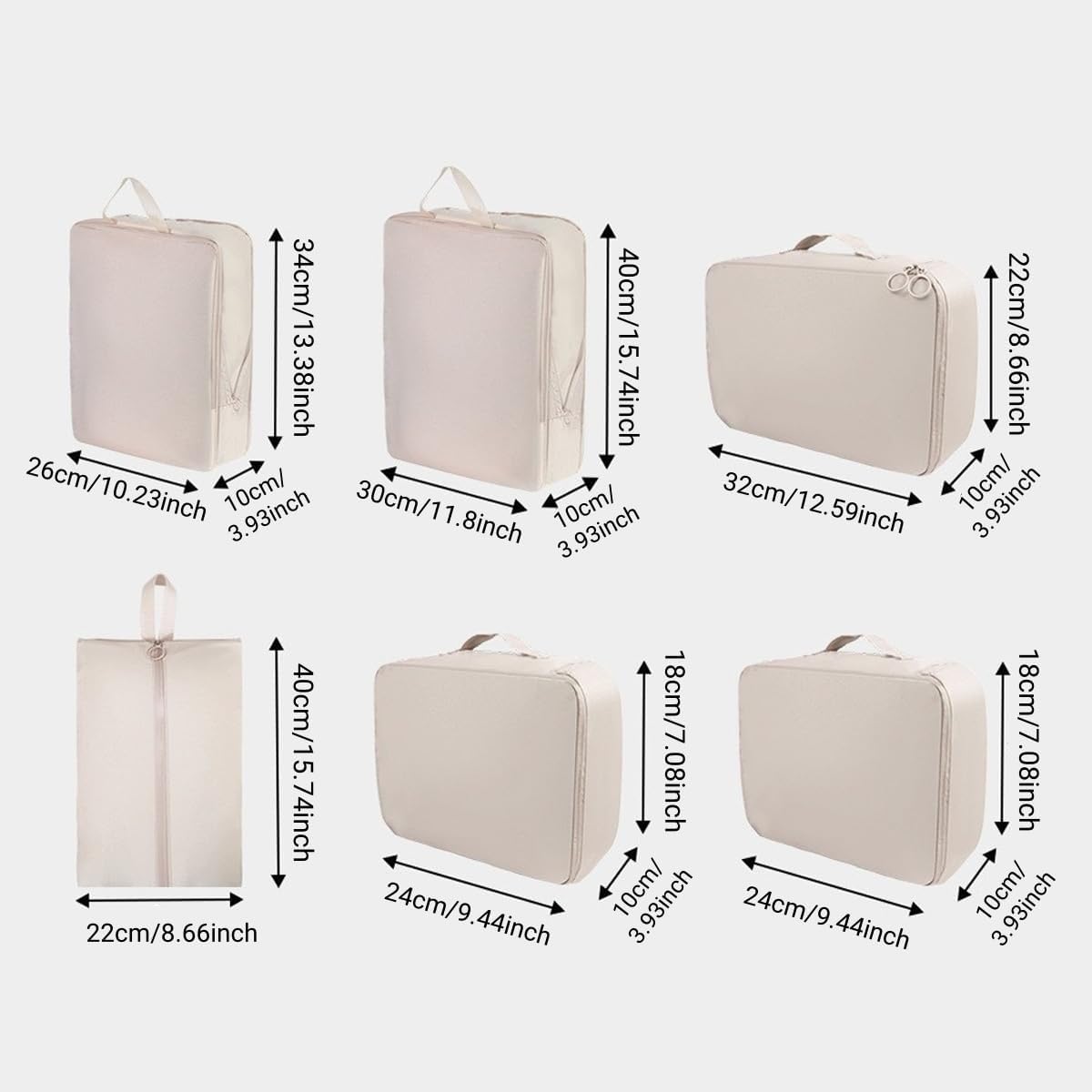 6PCS Compression Packing Cubes Set - Durable & Easy-Clean Travel Storage Bags for Luggage, New Year/Valentine’s Gift, Black