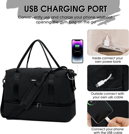 For Spirit Airlines Personal Item Bag Underseat Carry On Bag with Wet Pocket & Shoe Compartment & USB Charging Port