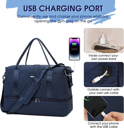 For Spirit Airlines Personal Item Bag Underseat Carry On Bag with Wet Pocket & Shoe Compartment & USB Charging Port