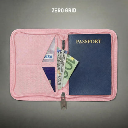 RFID Passport Holder & Travel Wallet, Zippered Wallet for Men & Women, Fits Passport, Cards, Cash, Tickets, ID, Sim Card; Premium & Compact Travel Document Holder - Midnight Black