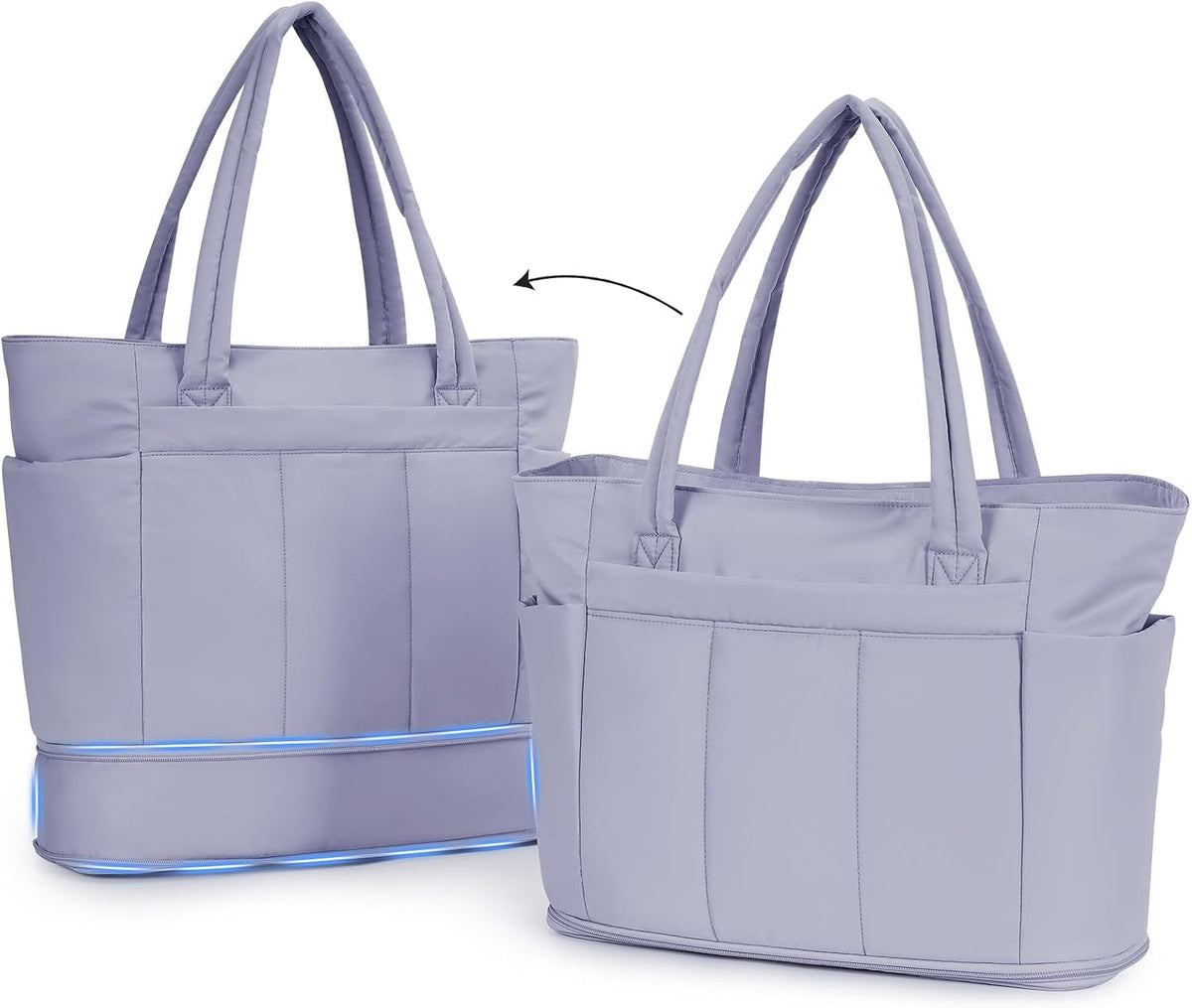 Travel Tote Bag for Women with Expandable Bottom & Laundry Bag, Fits 40oz Tumbler for Carry-On Work Gym