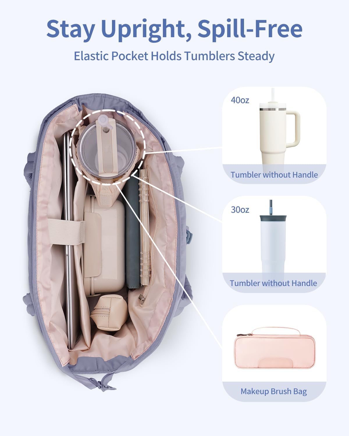 Travel Tote Bag for Women with Expandable Bottom & Laundry Bag, Fits 40oz Tumbler for Carry-On Work Gym