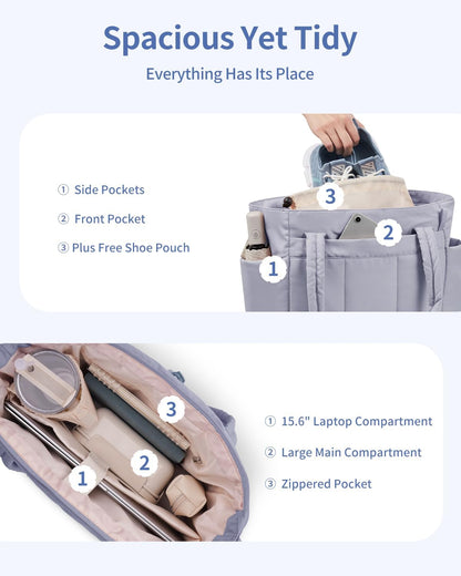 Travel Tote Bag for Women with Expandable Bottom & Laundry Bag, Fits 40oz Tumbler for Carry-On Work Gym
