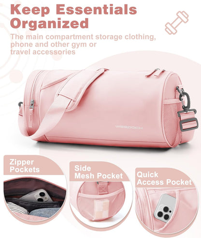 Gym Bag for Women and Men With Wet & Shoe Compartment - Small Duffle for Travel, Sport, Workout, Overnight Weekender - Carry-on Tote - Peacock Blue