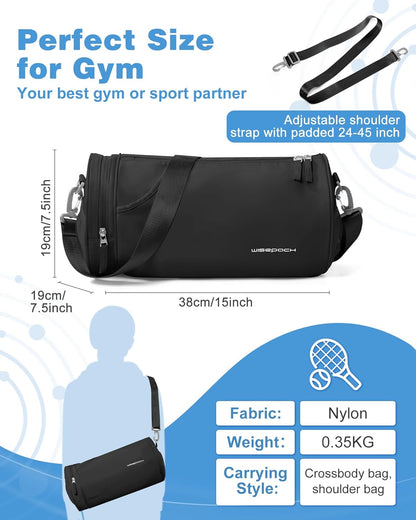Gym Bag for Women and Men With Wet & Shoe Compartment - Small Duffle for Travel, Sport, Workout, Overnight Weekender - Carry-on Tote - Peacock Blue
