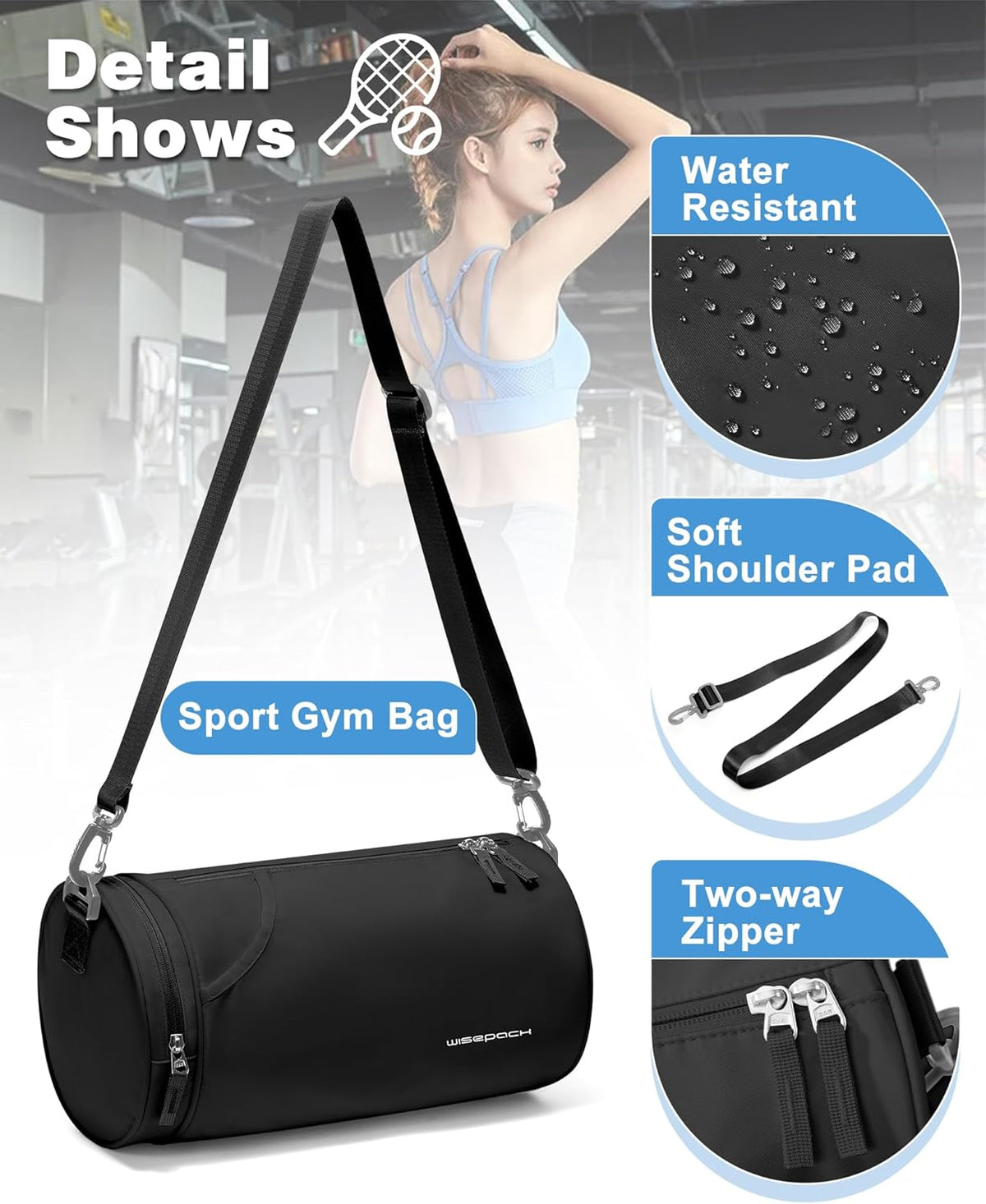Gym Bag for Women and Men With Wet & Shoe Compartment - Small Duffle for Travel, Sport, Workout, Overnight Weekender - Carry-on Tote - Peacock Blue
