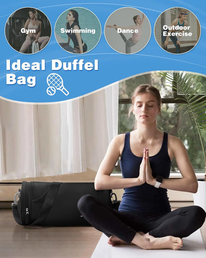 Gym Bag for Women and Men With Wet & Shoe Compartment - Small Duffle for Travel, Sport, Workout, Overnight Weekender - Carry-on Tote - Peacock Blue