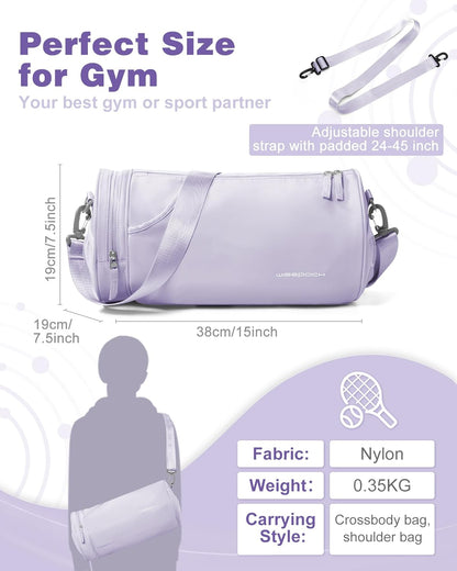 Gym Bag for Women and Men With Wet & Shoe Compartment - Small Duffle for Travel, Sport, Workout, Overnight Weekender - Carry-on Tote - Peacock Blue