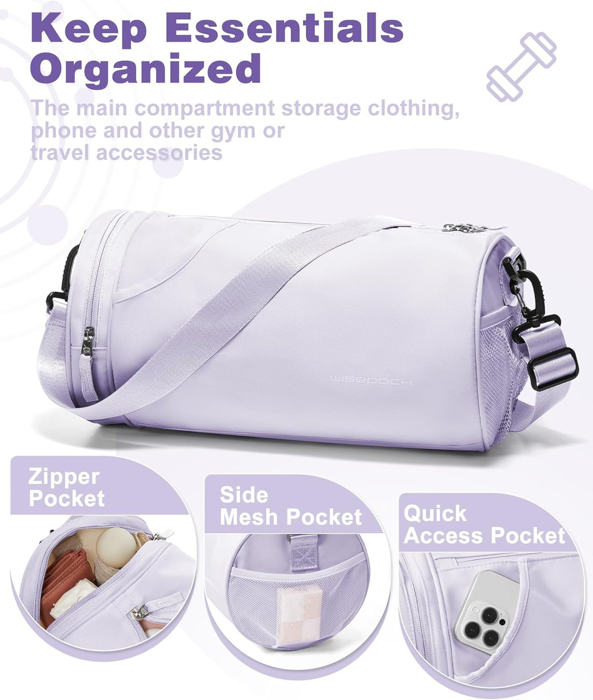 Gym Bag for Women and Men With Wet & Shoe Compartment - Small Duffle for Travel, Sport, Workout, Overnight Weekender - Carry-on Tote - Peacock Blue