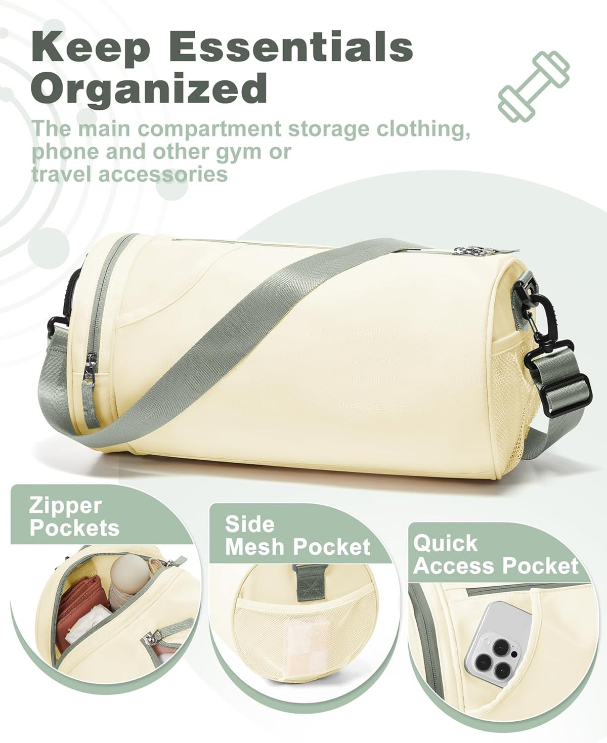 Gym Bag for Women and Men With Wet & Shoe Compartment - Small Duffle for Travel, Sport, Workout, Overnight Weekender - Carry-on Tote - Peacock Blue