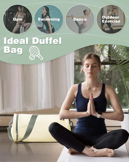 Gym Bag for Women and Men With Wet & Shoe Compartment - Small Duffle for Travel, Sport, Workout, Overnight Weekender - Carry-on Tote - Peacock Blue