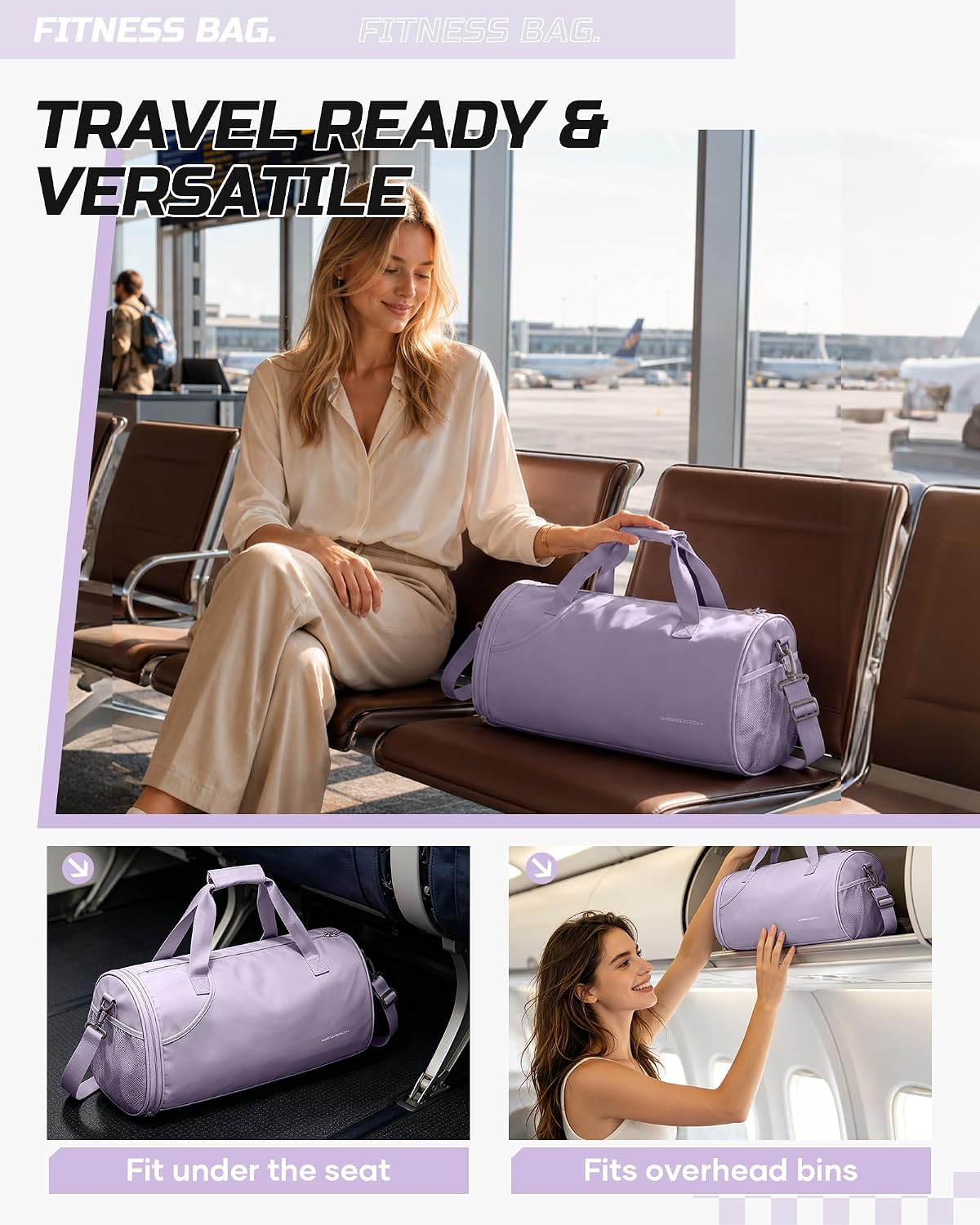 Gym Bag for Women and Men With Wet & Shoe Compartment - Small Duffle for Travel, Sport, Workout, Overnight Weekender - Carry-on Tote - Peacock Blue
