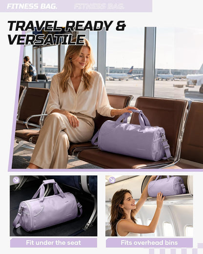 Gym Bag for Women and Men With Wet & Shoe Compartment - Small Duffle for Travel, Sport, Workout, Overnight Weekender - Carry-on Tote - Peacock Blue