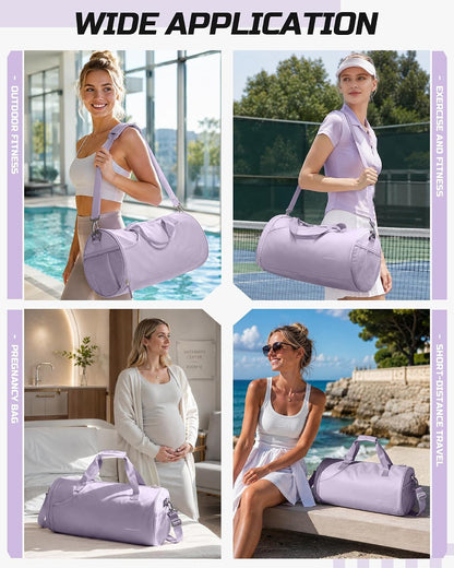 Gym Bag for Women and Men With Wet & Shoe Compartment - Small Duffle for Travel, Sport, Workout, Overnight Weekender - Carry-on Tote - Peacock Blue